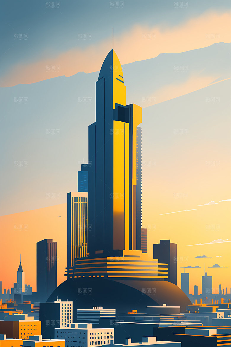 城市都市扁平风插画