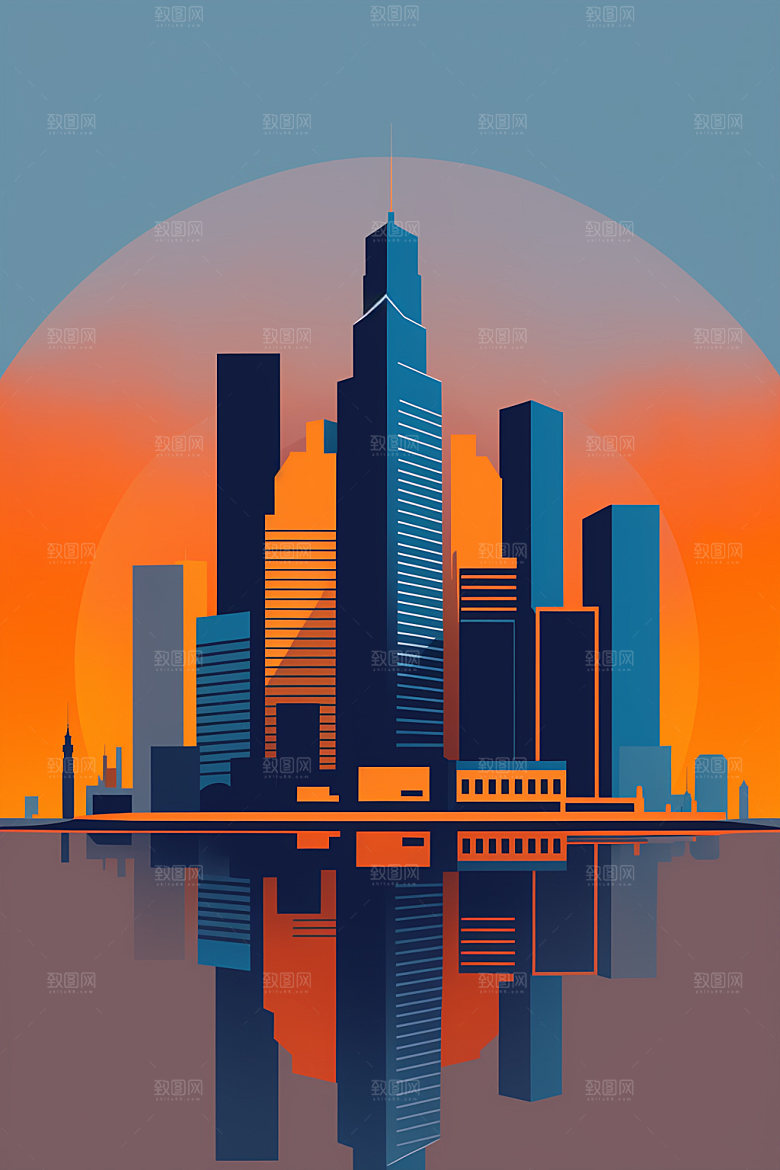 城市艺术楼房插画