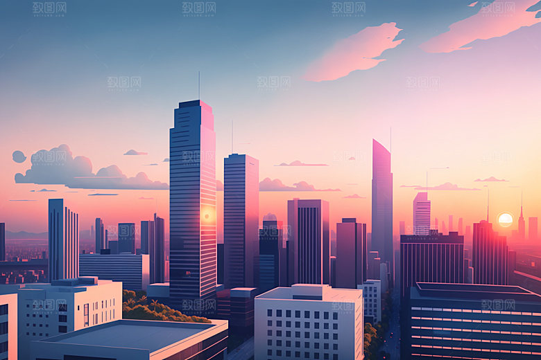 城市都市大厦插画