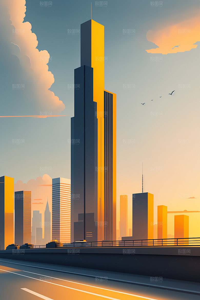 城市大厦都市插画