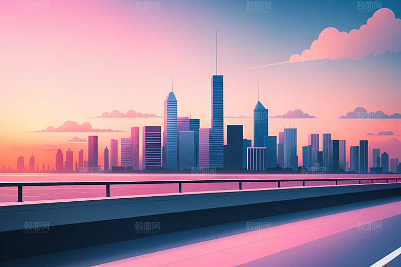 城市大厦简约插画