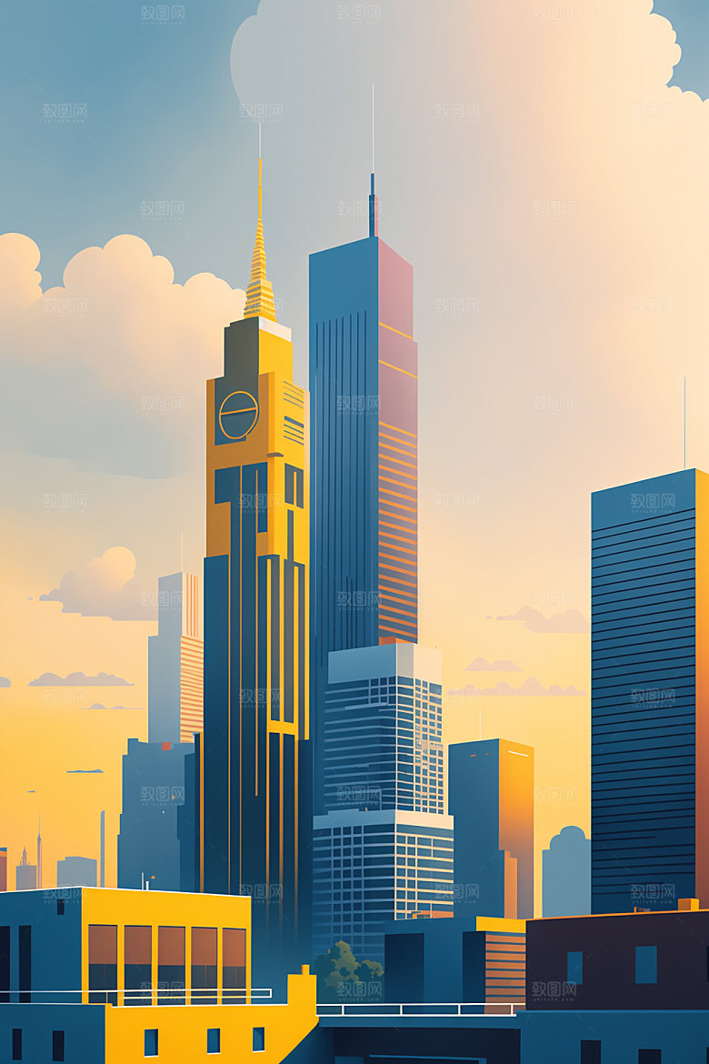 城市地标都市插画