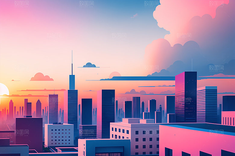 城市大厦都市插画