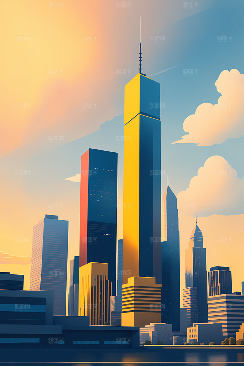 城市地标都市插画