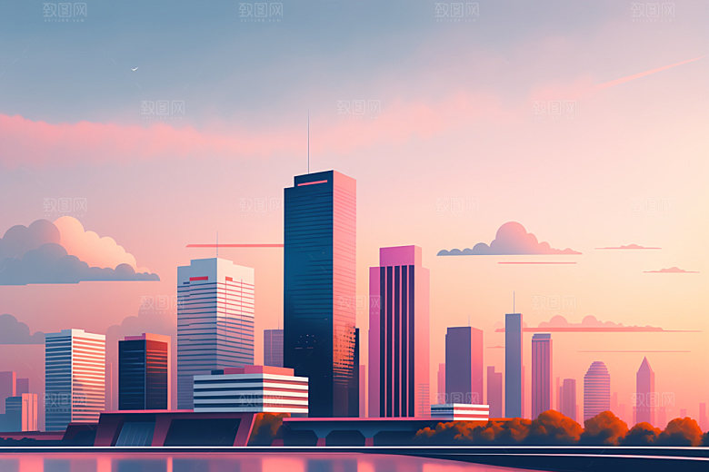 城市艺术楼房插画