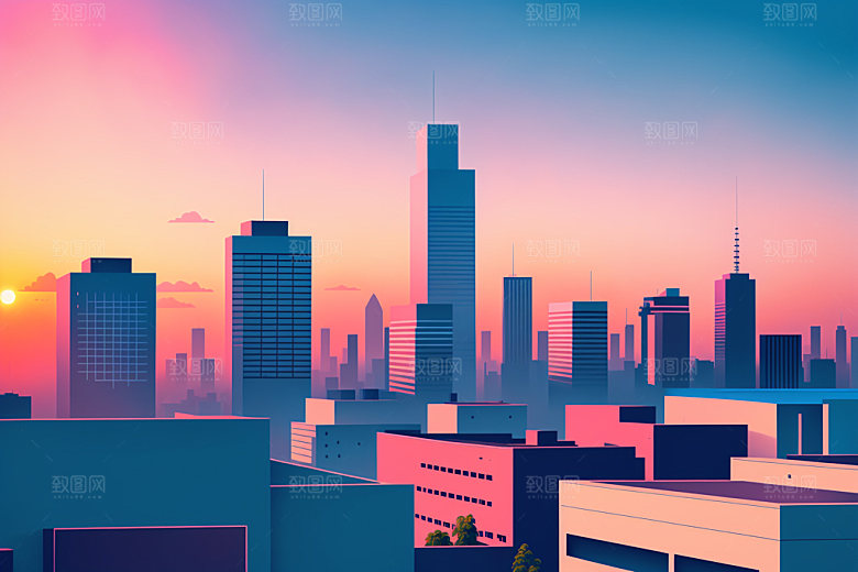 城市简约大厦插画