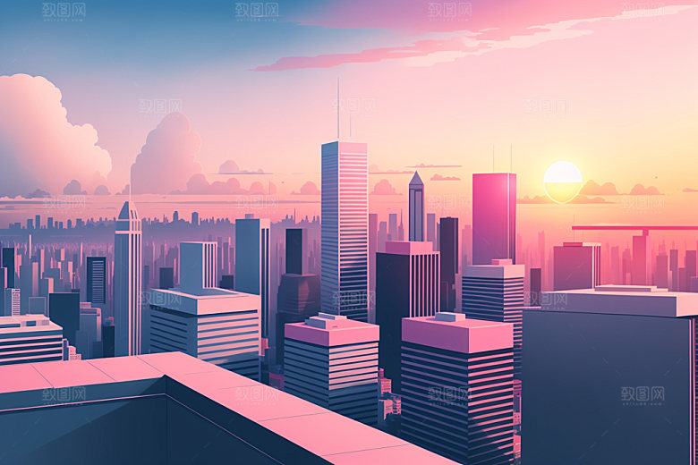 城市艺术楼房插画