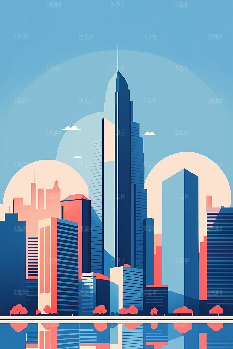 城市都市大厦插画