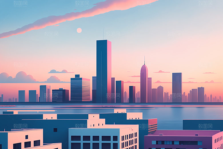 城市地标都市插画