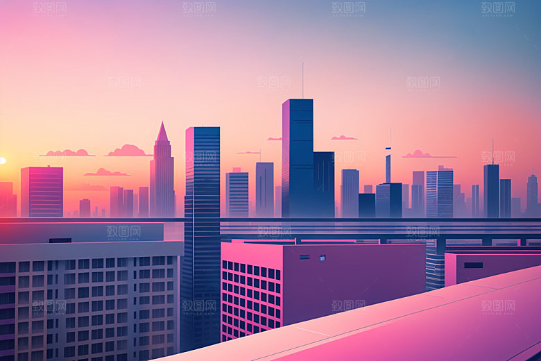 城市摩天大楼楼房插画