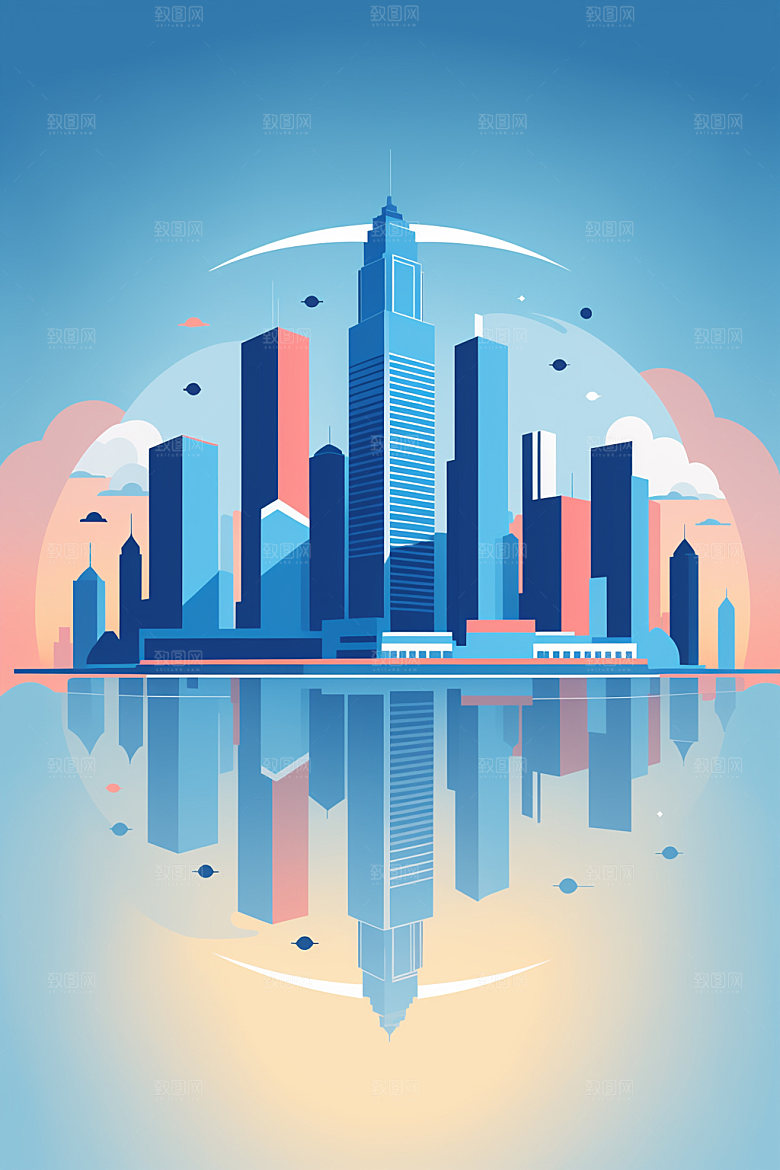 城市都市简约插画