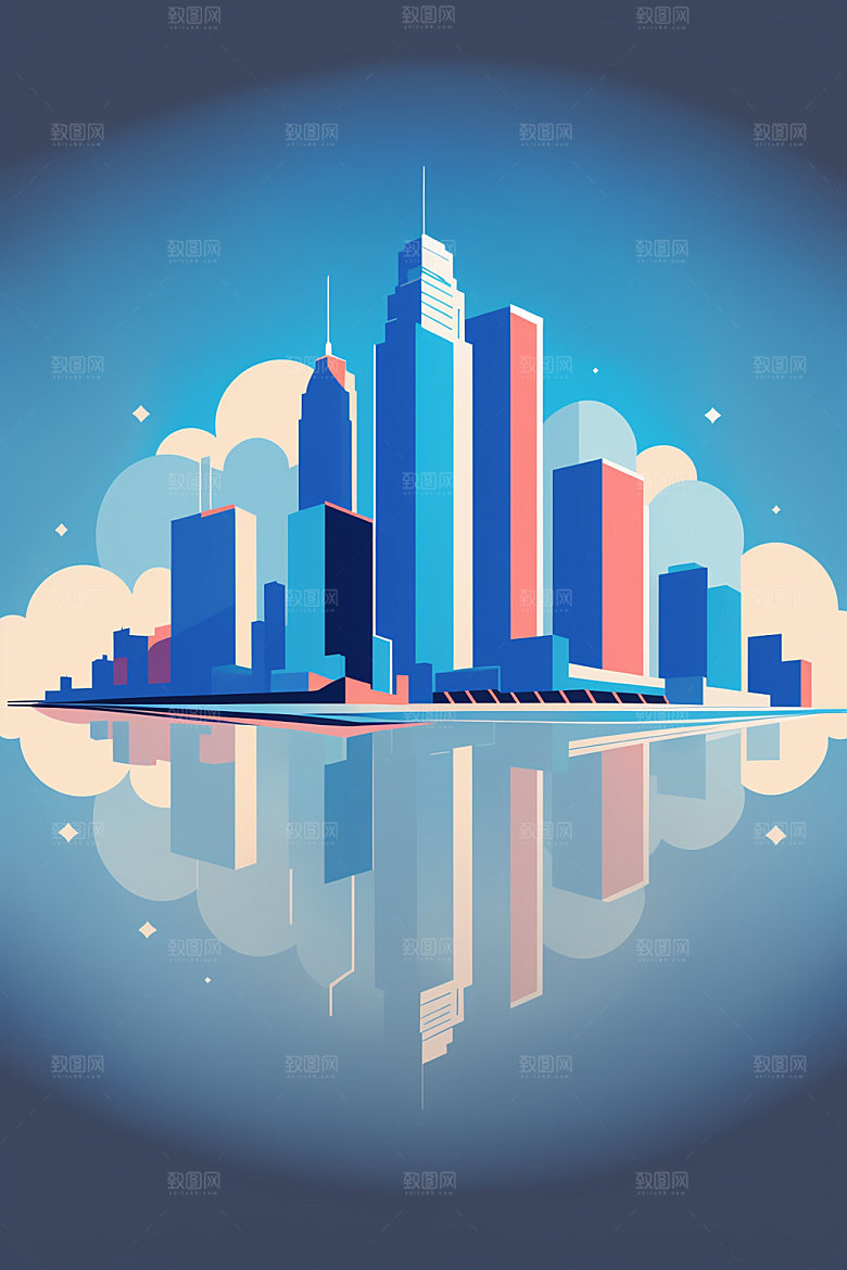 城市楼房大厦插画