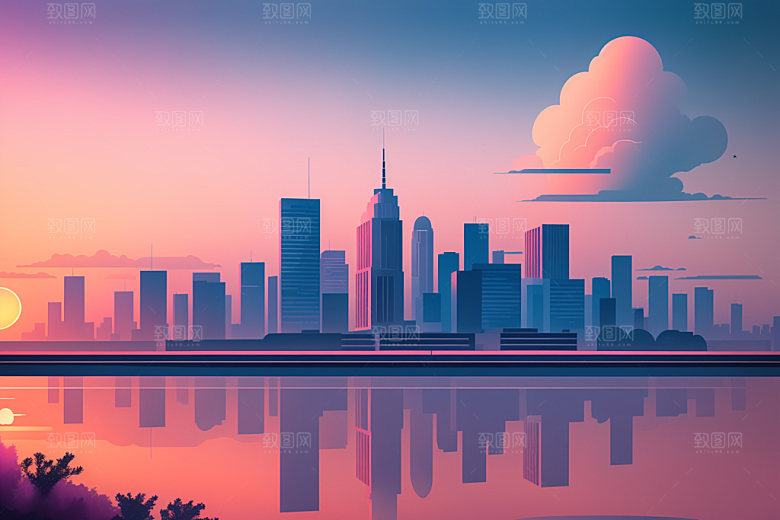 城市都市艺术插画