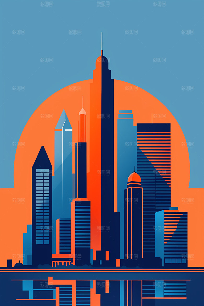 城市楼房都市插画