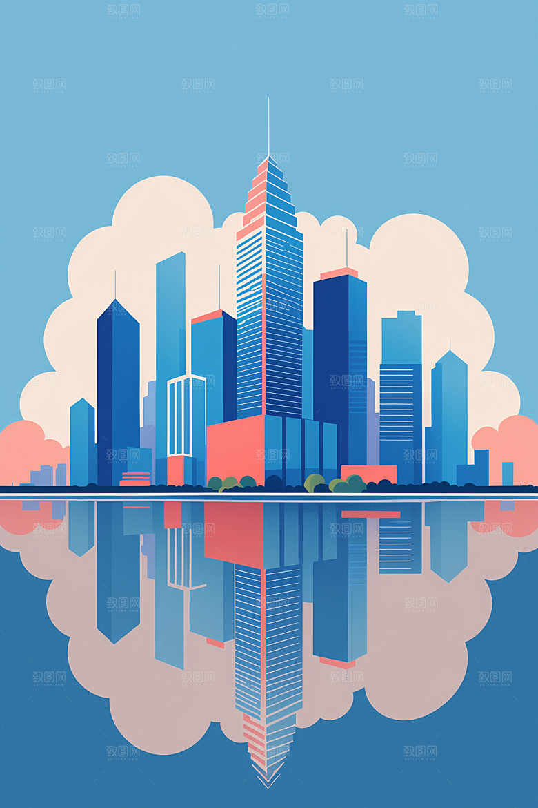 城市都市楼房插画