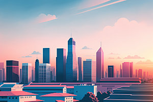 城市摩天大楼楼房插画