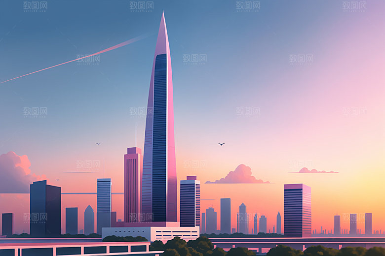 城市都市楼房插画