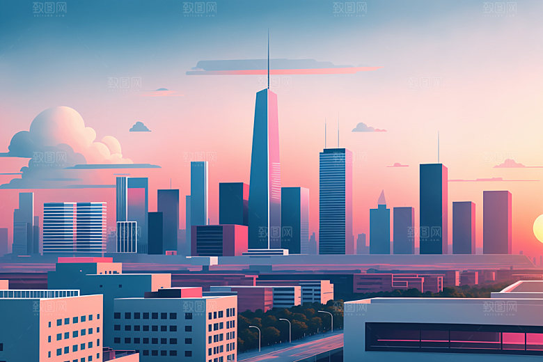 城市艺术楼房插画