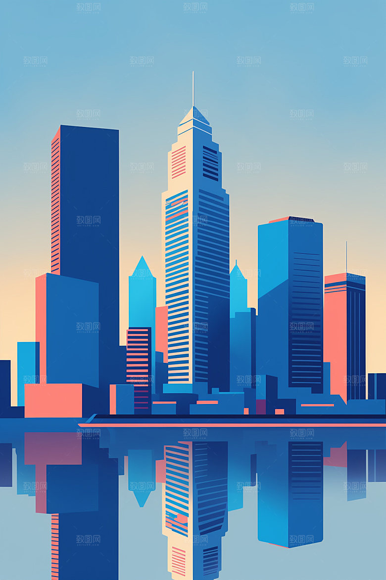 城市艺术楼房插画