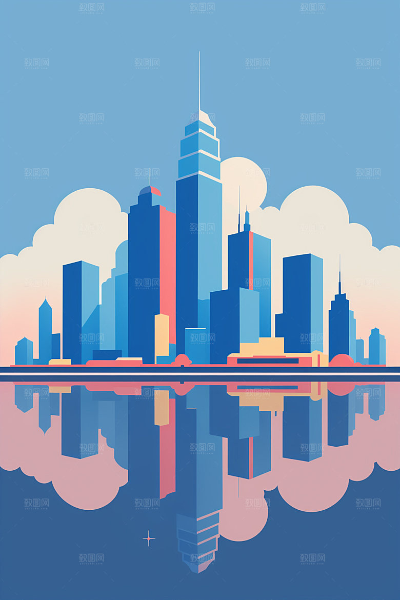 城市都市简约插画