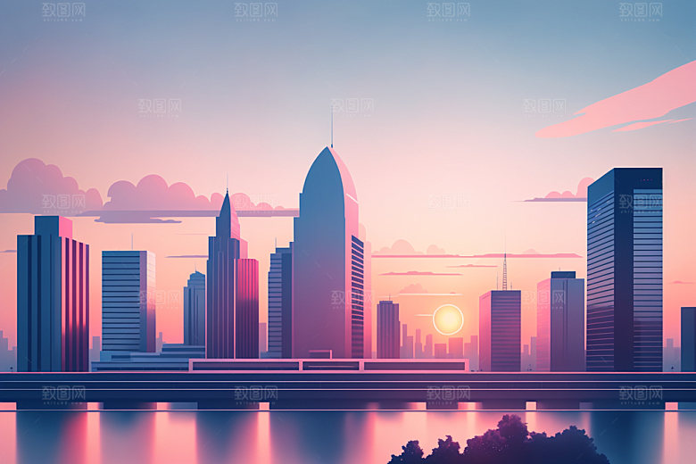 城市艺术摩天大楼插画