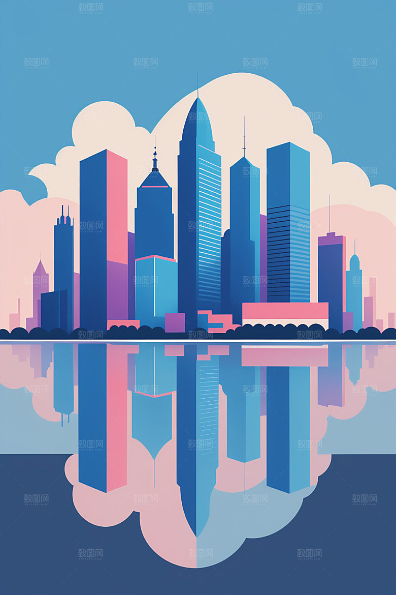 城市地标都市插画