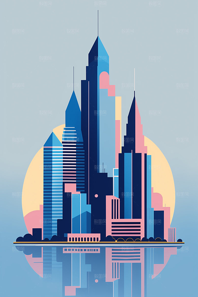城市简约都市插画