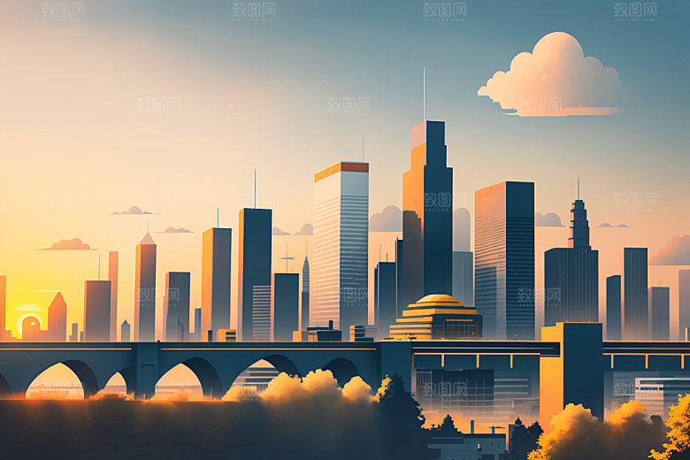 城市艺术大厦插画