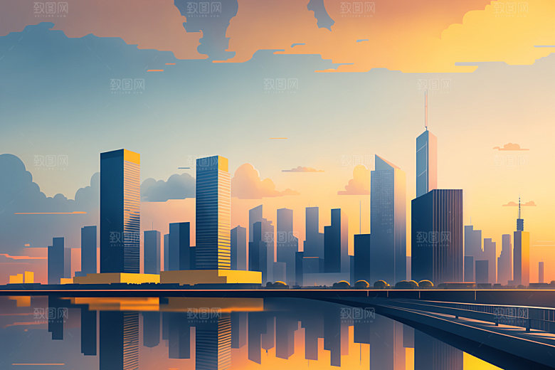 城市都市扁平风插画
