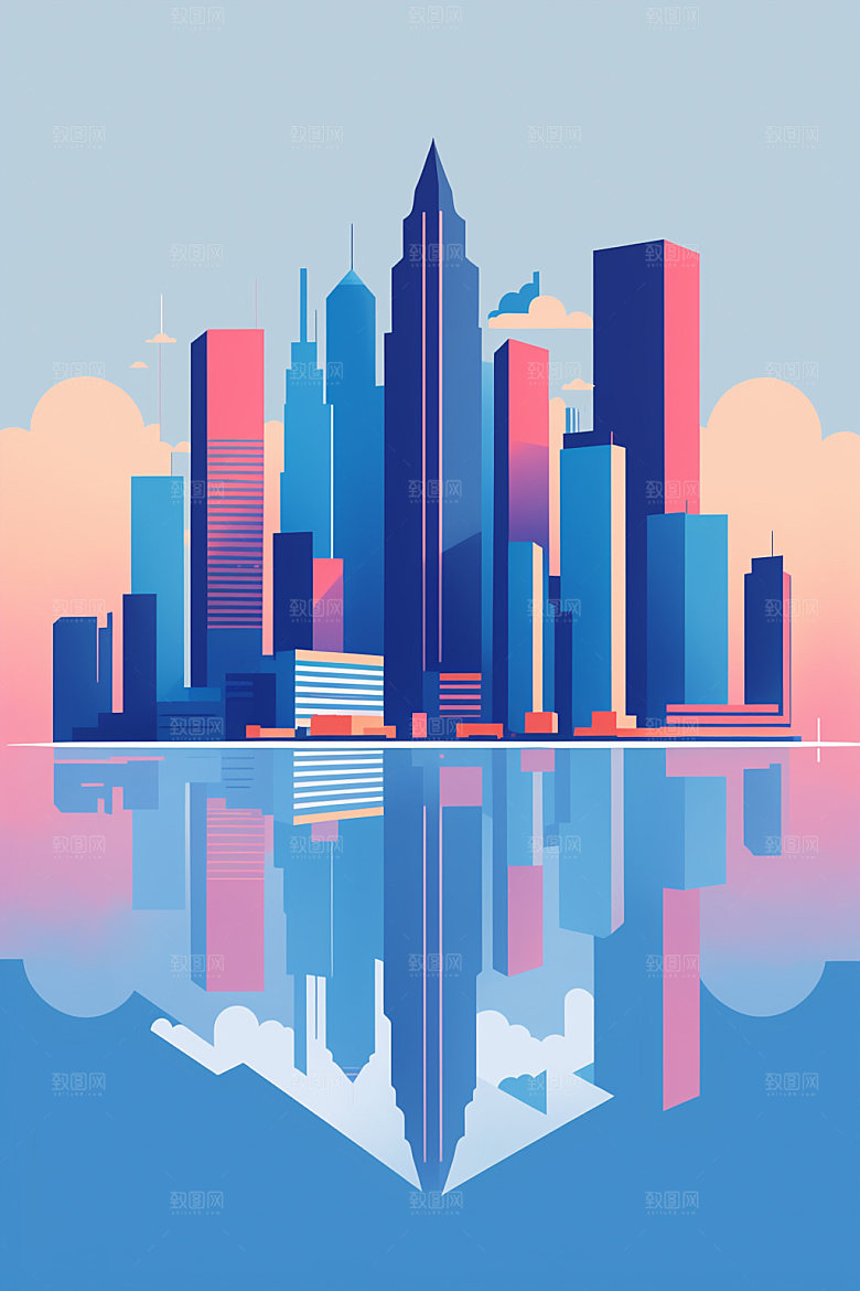 城市楼房都市插画