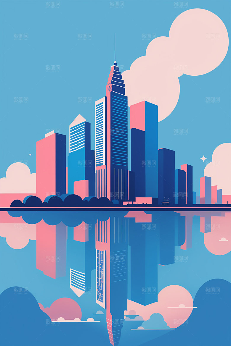 城市都市楼房插画