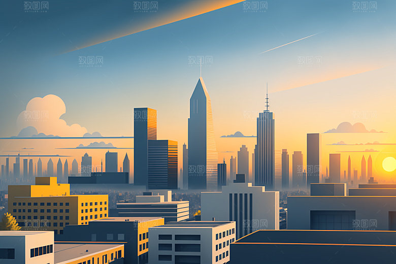 城市都市扁平风插画