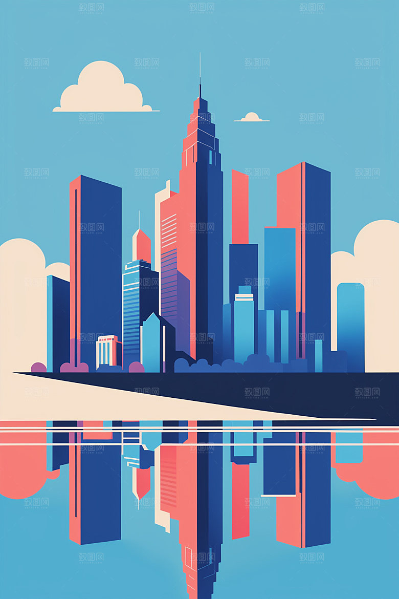 城市简约都市插画