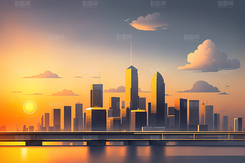 城市都市大厦插画