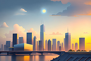 城市楼房都市插画