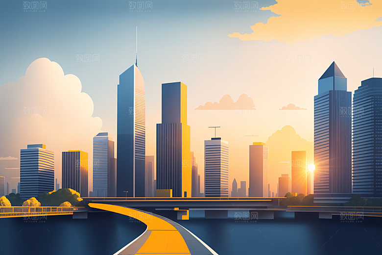 城市大厦楼房插画