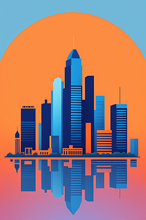 城市楼房都市插画