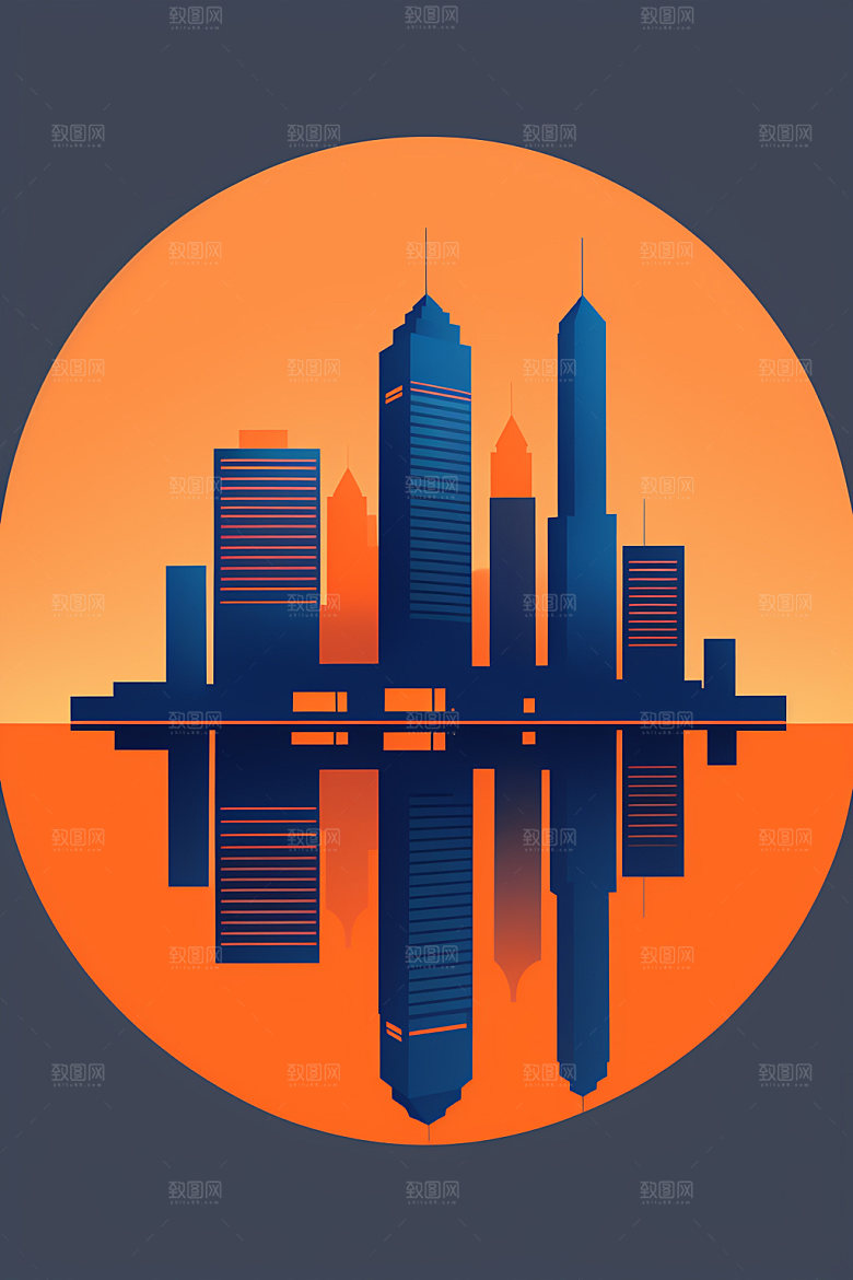 城市楼房简约插画