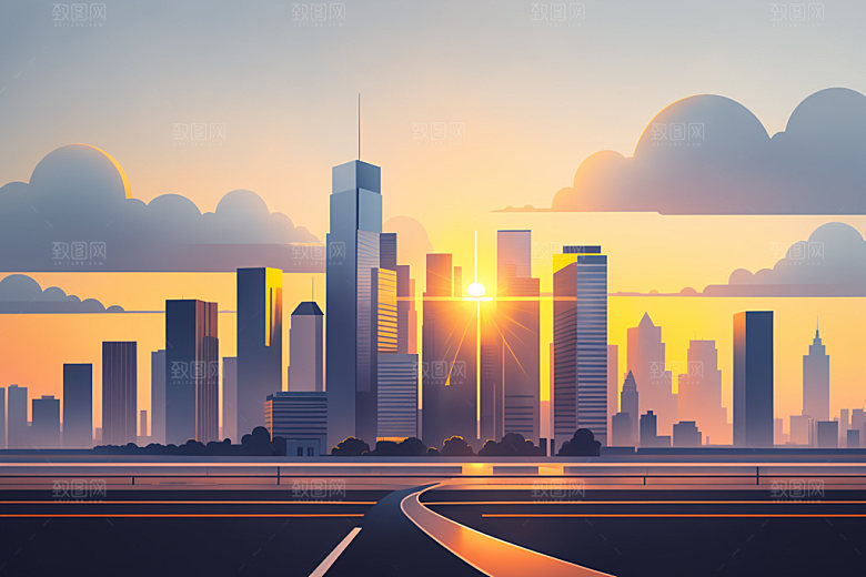城市都市简约插画