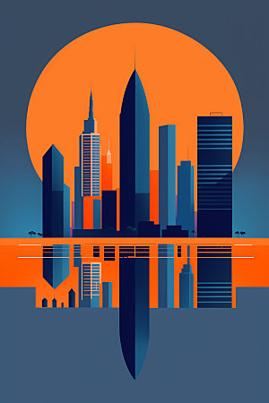 城市都市楼房插画