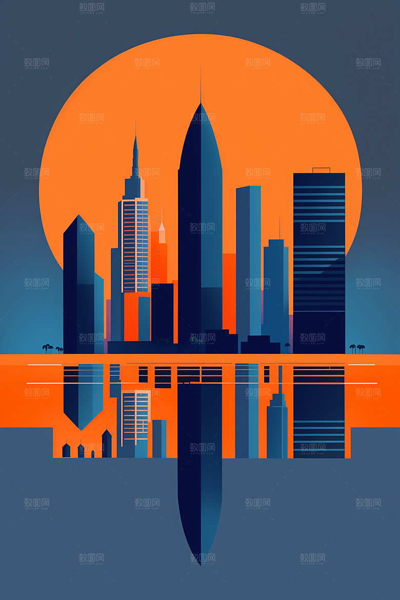 城市都市楼房插画