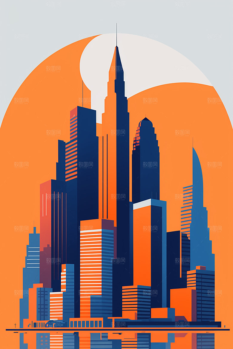 城市地标都市插画