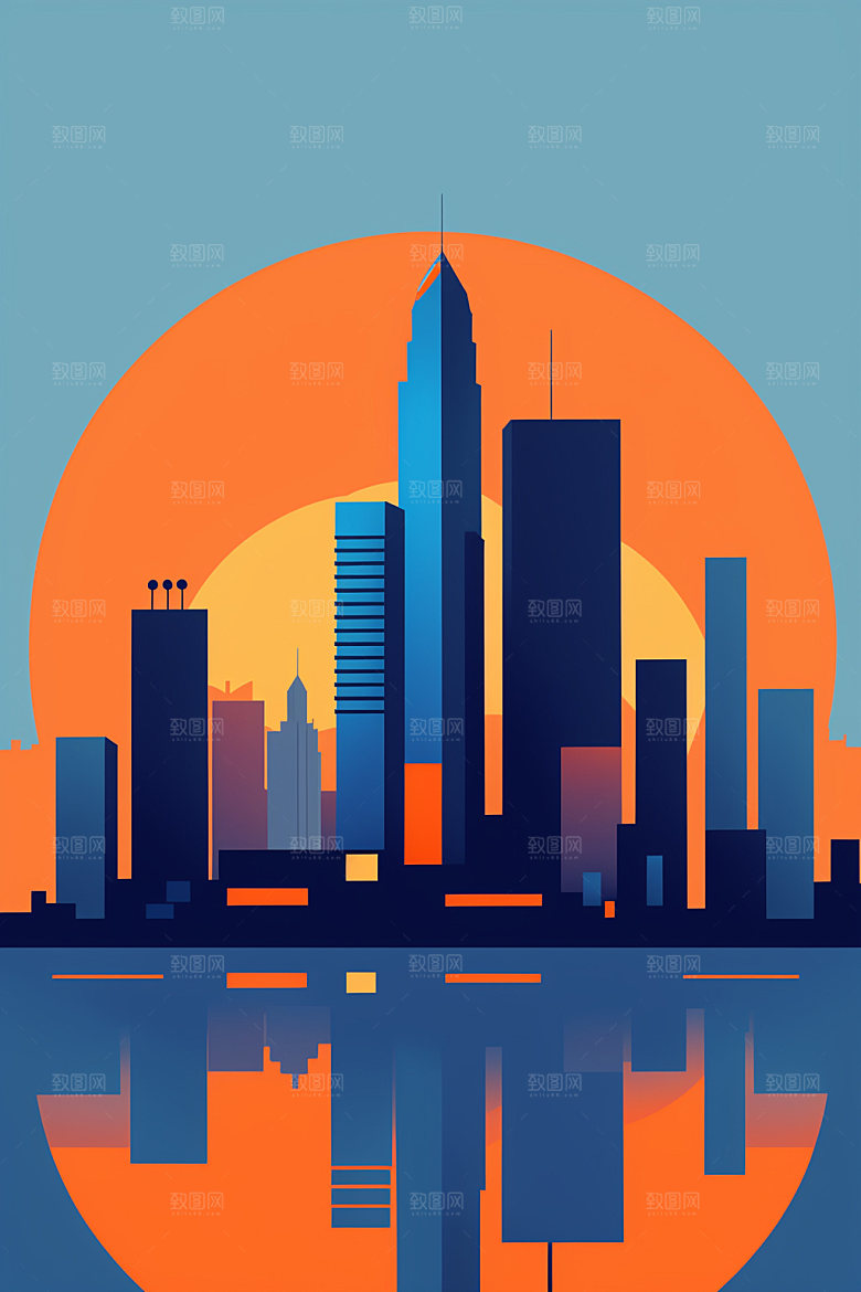 城市地标都市插画