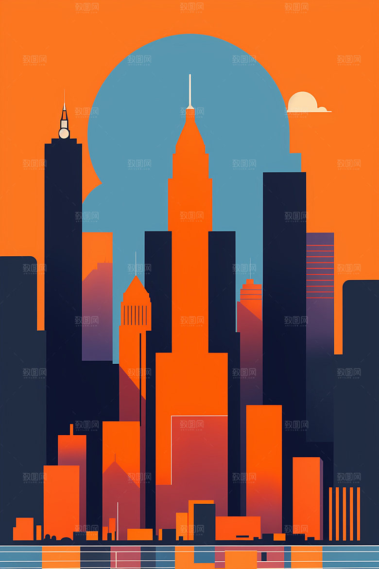 城市都市艺术插画