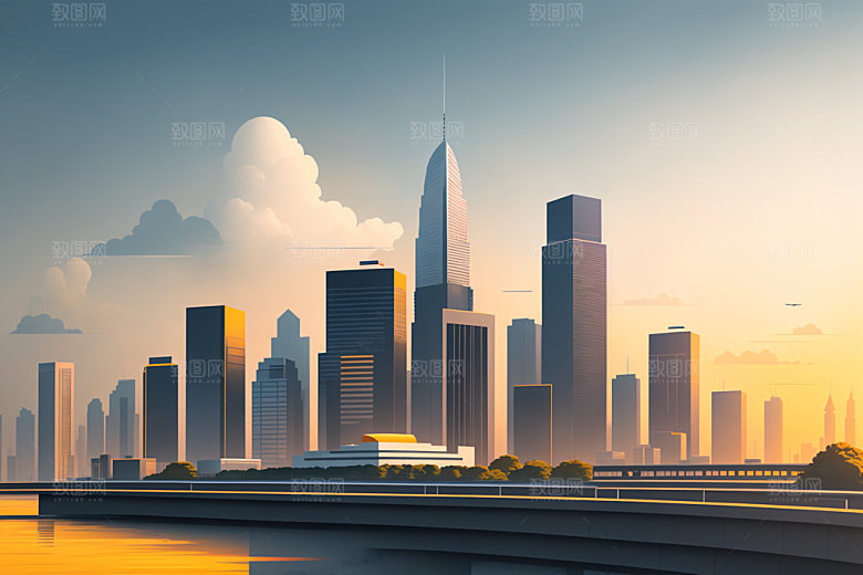 城市大厦摩天大楼插画