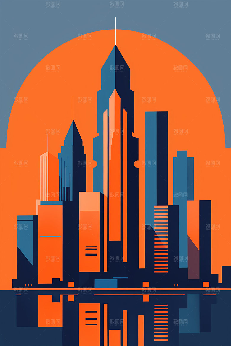 城市大厦都市插画