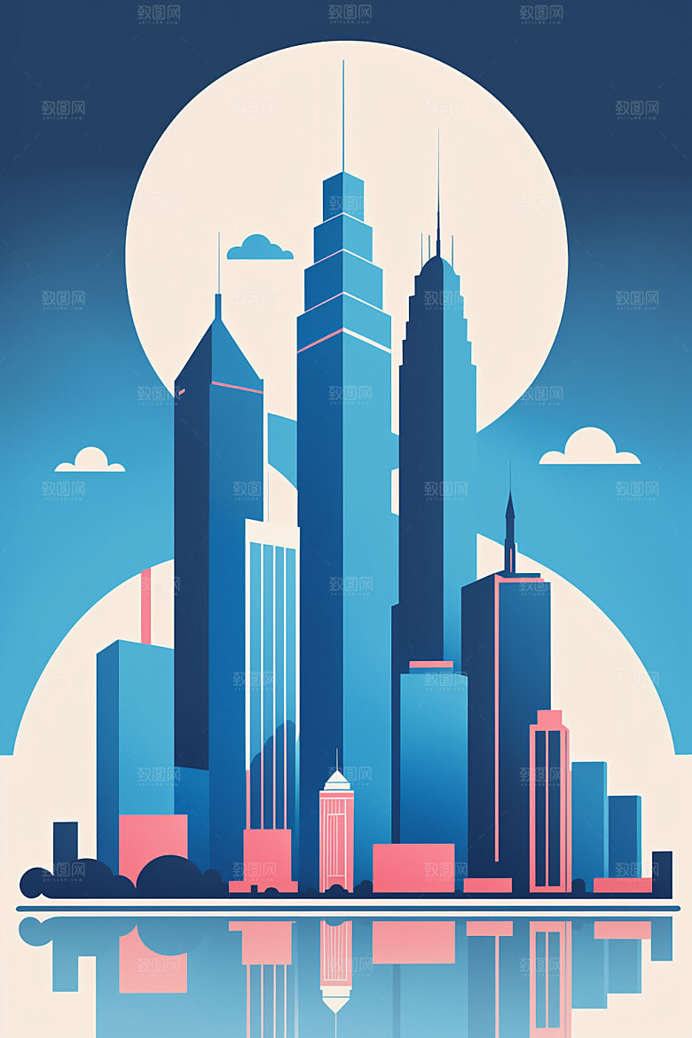 城市简约都市插画