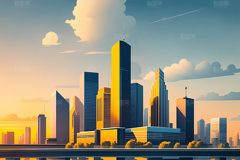 城市楼房都市插画