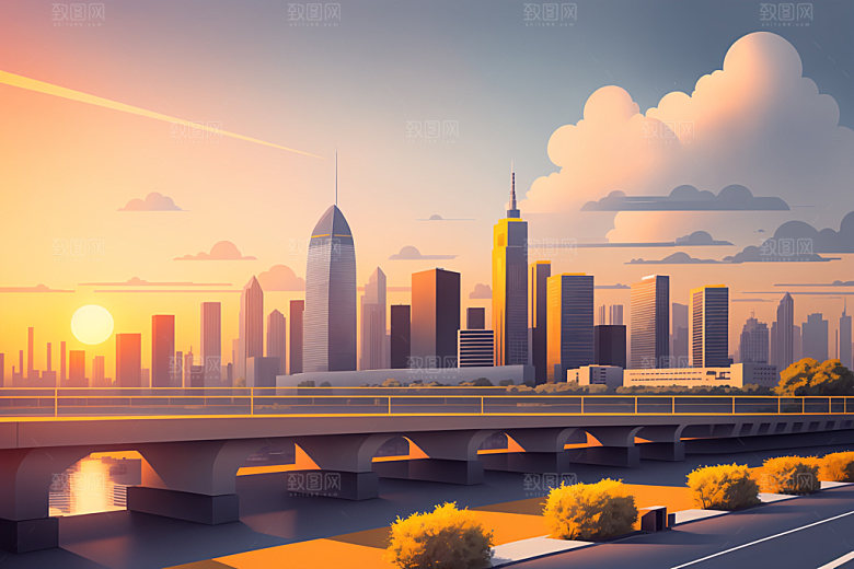 城市都市楼房插画