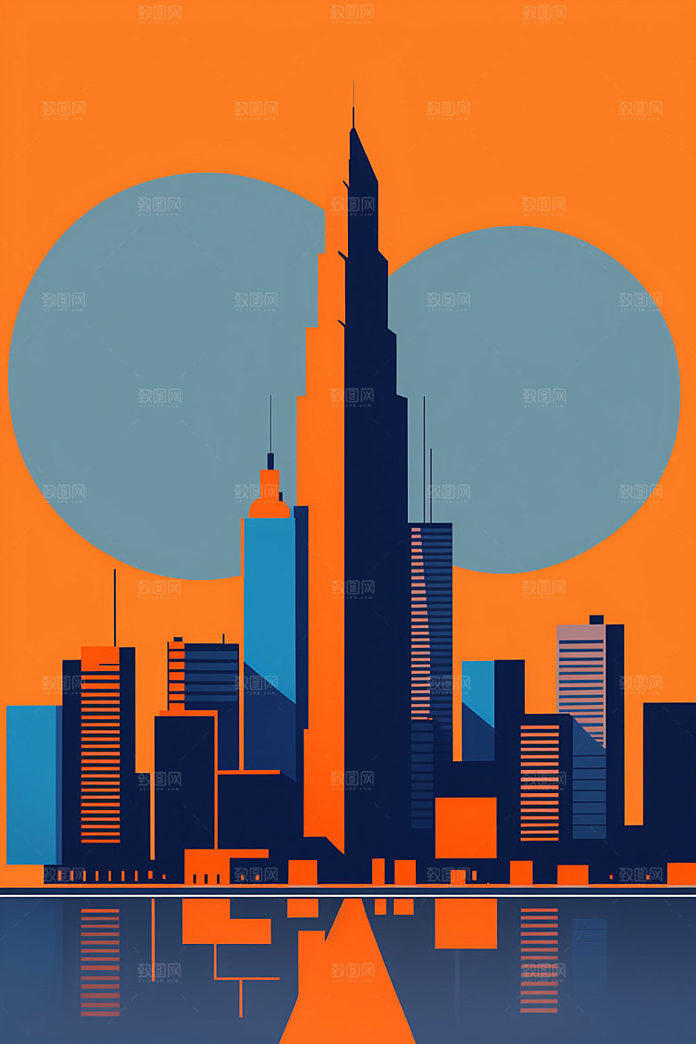 城市楼房简约插画